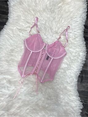 BODY RAGE PINK SHEER CORSET BRA BUSTIER CINCHER SHAPER LINGERIE COACHELLA EDC